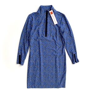 Jude Connally Anna Jude Cloth Garden Lattice Zip Long Sleeve Shift Dress Small S